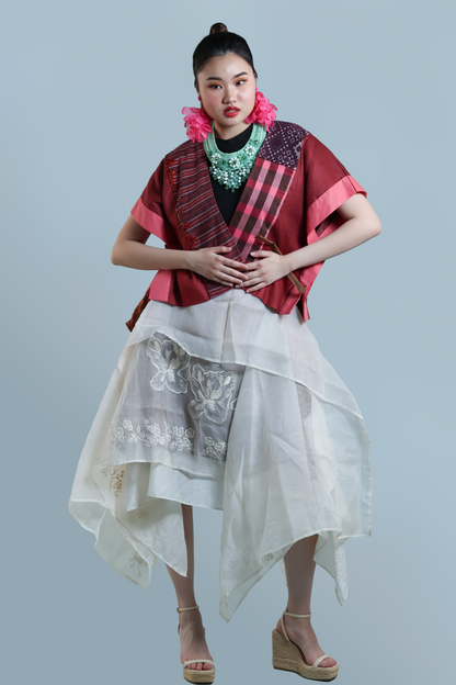 HERITAGE PONCHO IN RED NUMBER