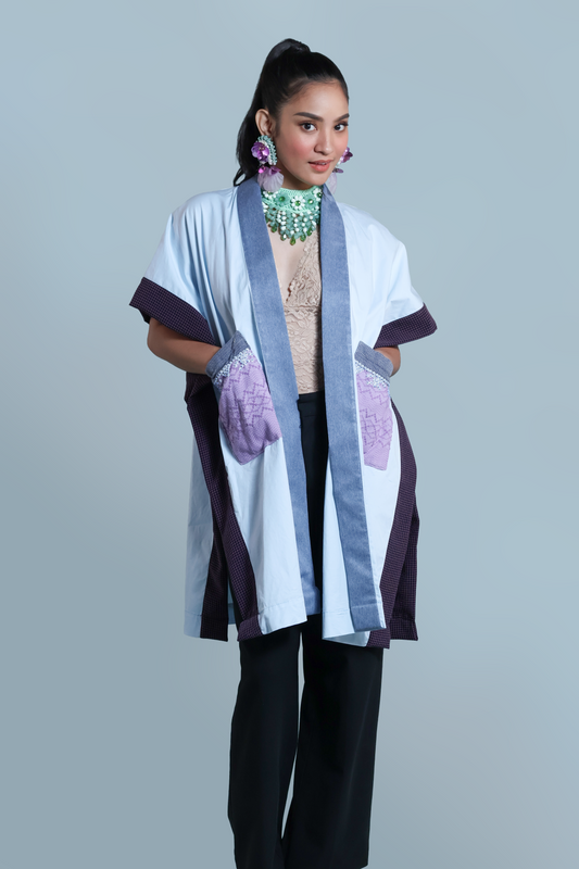GLAMOROSA KIMONO-STYLE COVER UP IN POWDER BLUE