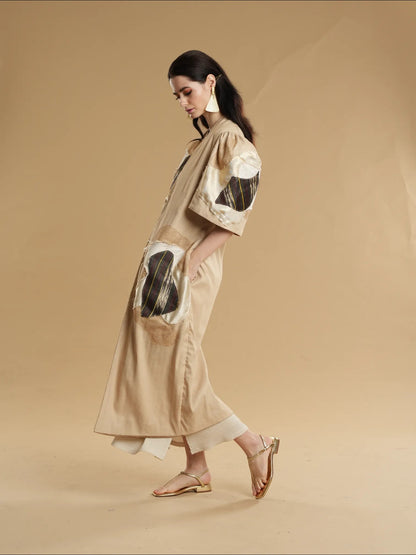 Daloy Long Trench Kimono in Brown