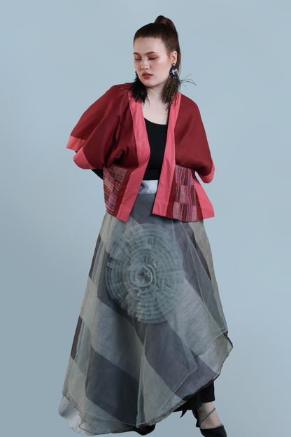 HERITAGE PONCHO IN RED NUMBER