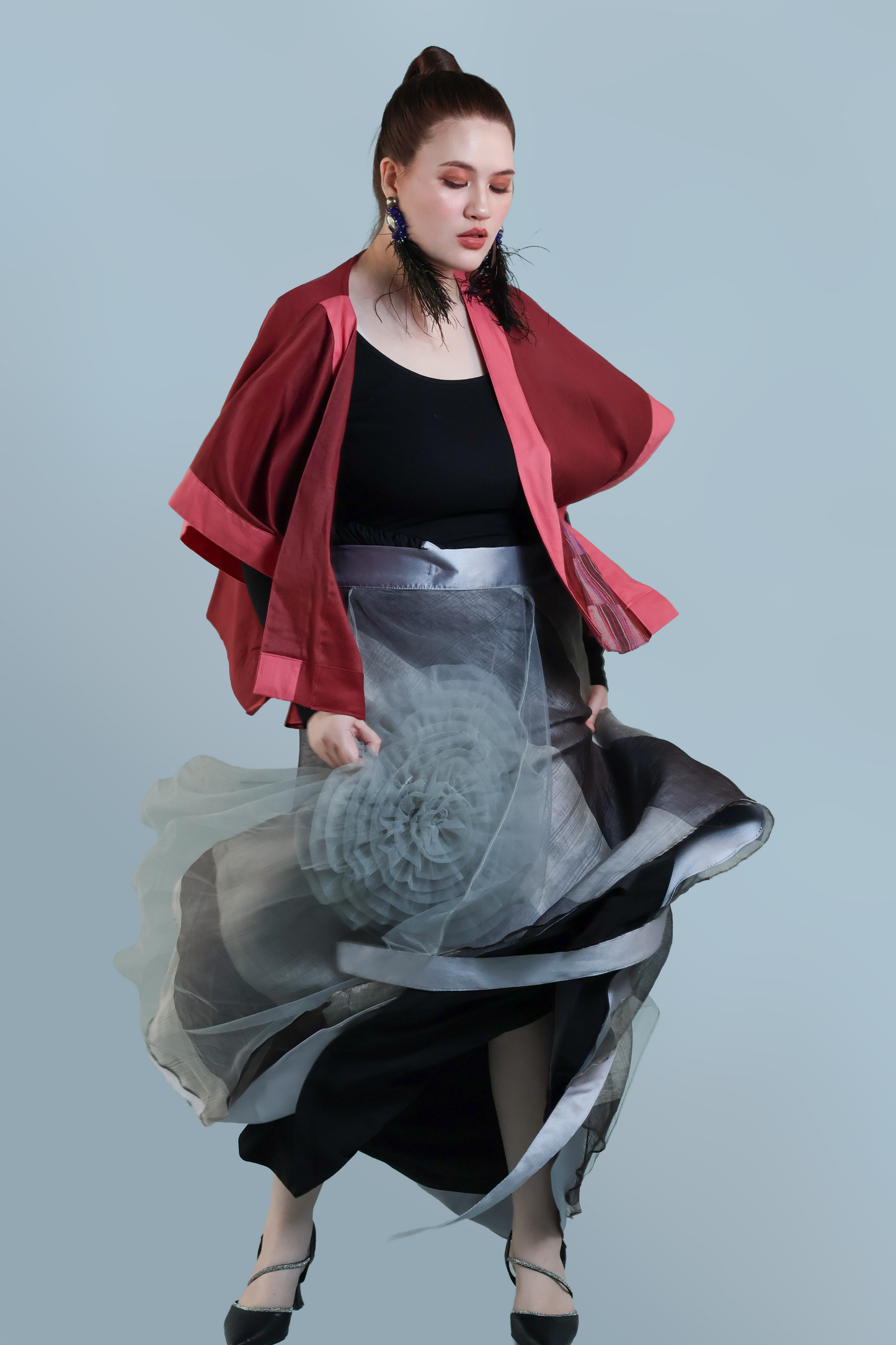 HERITAGE PONCHO IN RED NUMBER