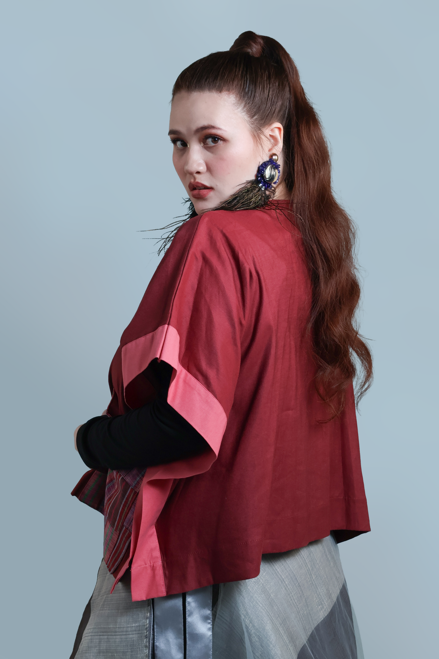 HERITAGE PONCHO IN RED NUMBER