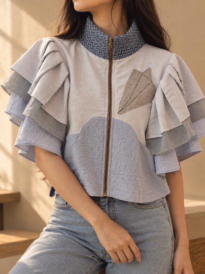 GANTIMPALA TOP WITH EROPLANO ACCENT AND KABANGKALAN WEAVE