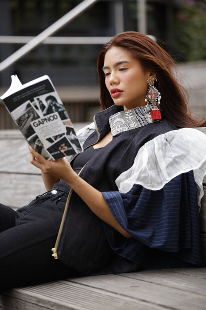 Gantimpala Denim with Callado Piña Collar