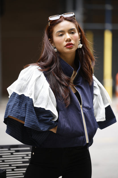 Gantimpala Denim with Callado Piña Collar