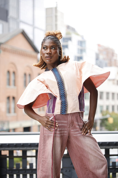 Lady Gaga Blouse in Pink with Yakan and Ikat weave