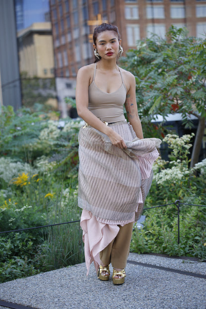 Freestyle Skirt in Pink with Gold Sheer