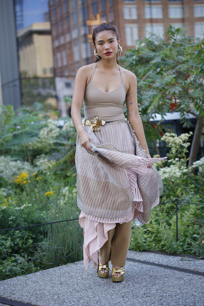 Freestyle Skirt in Pink with Gold Sheer