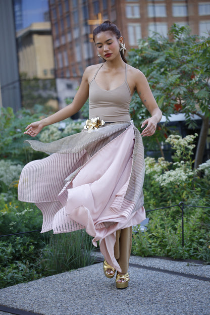 Freestyle Skirt in Pink with Gold Sheer