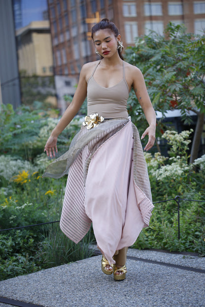 Freestyle Skirt in Pink with Gold Sheer