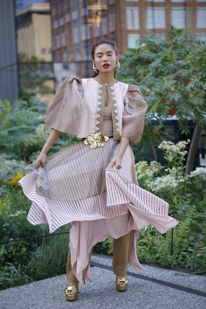 Freestyle Skirt in Pink with Gold Sheer
