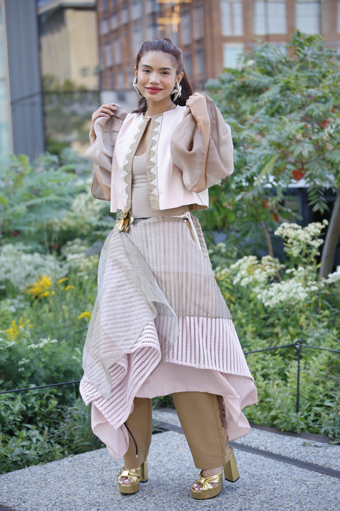 Freestyle Skirt in Pink with Gold Sheer