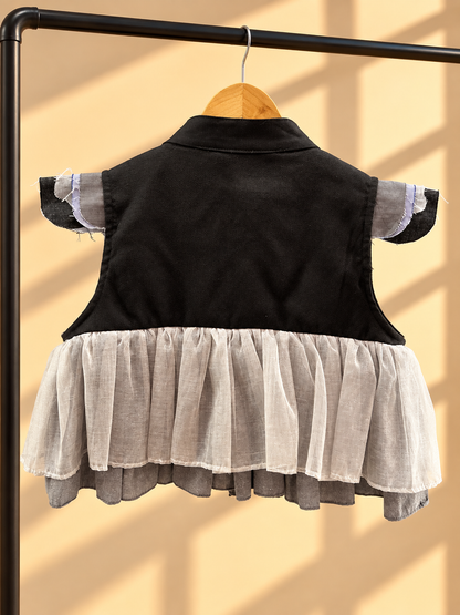 ITINAKDA FLOWY TOP WITH SILVER SQUARE BARONG