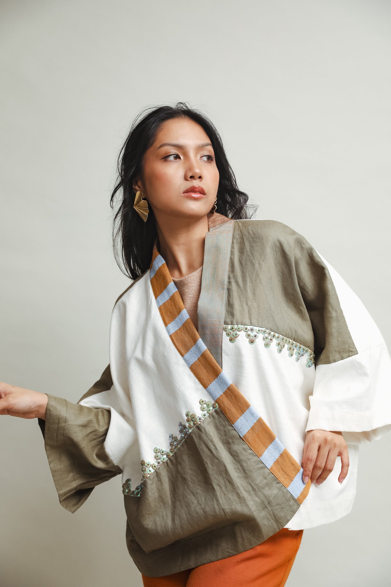 Heritage Poncho in Green & Earth Tones