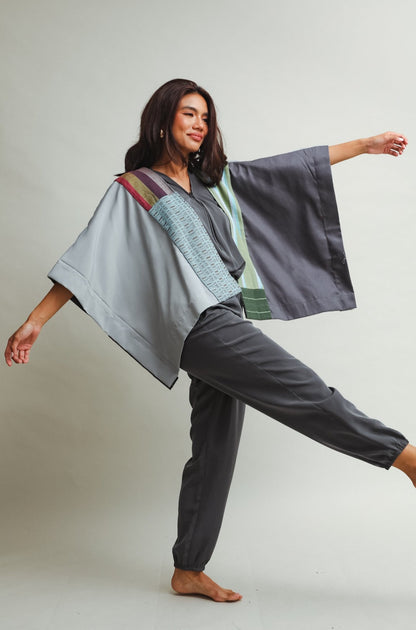 Heritage Poncho in Blue & Green