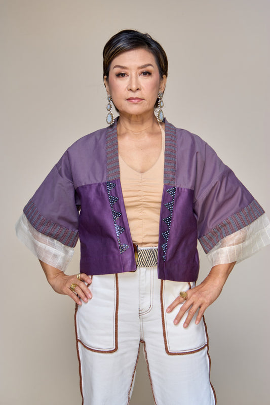 Deep Burgundy Barong Kimono with Hand Embroidery