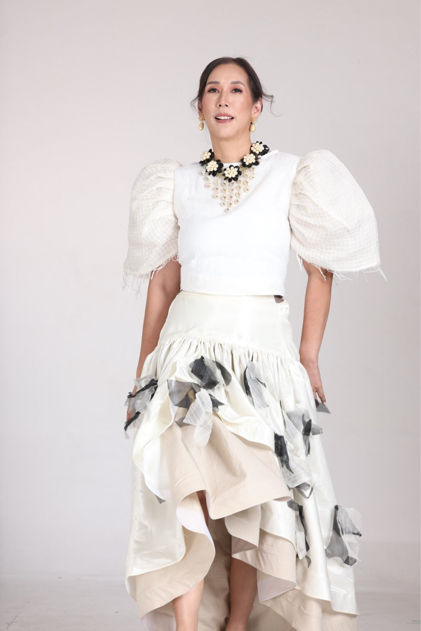 Mamahaling Blusa in White with Premium Barong
