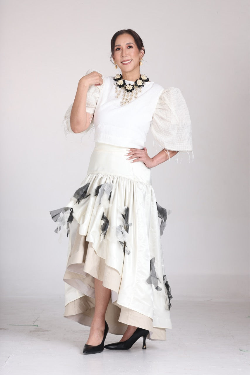 Mamahaling Blusa in White with Premium Barong
