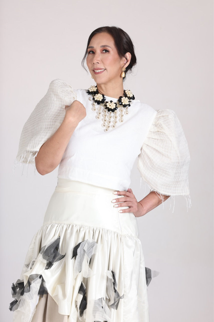 Mamahaling Blusa in White with Premium Barong