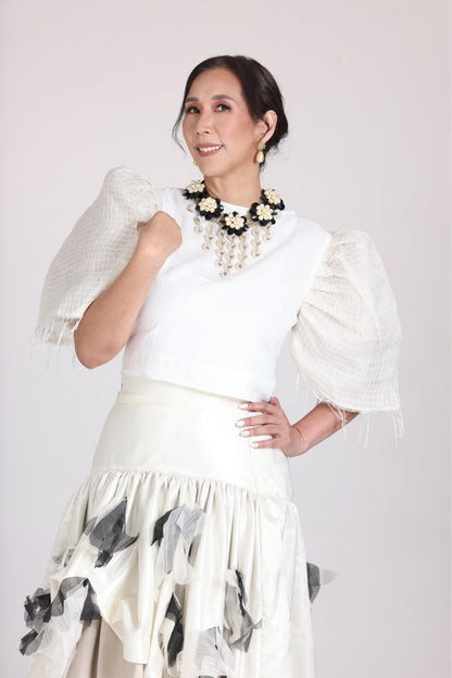 Mamahaling Blusa in White with Premium Barong