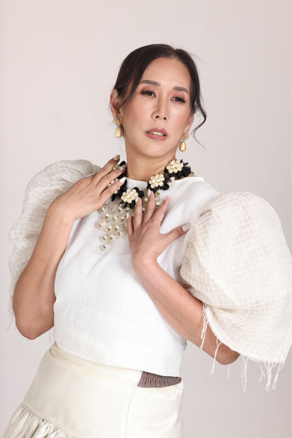 Mamahaling Blusa in White with Premium Barong