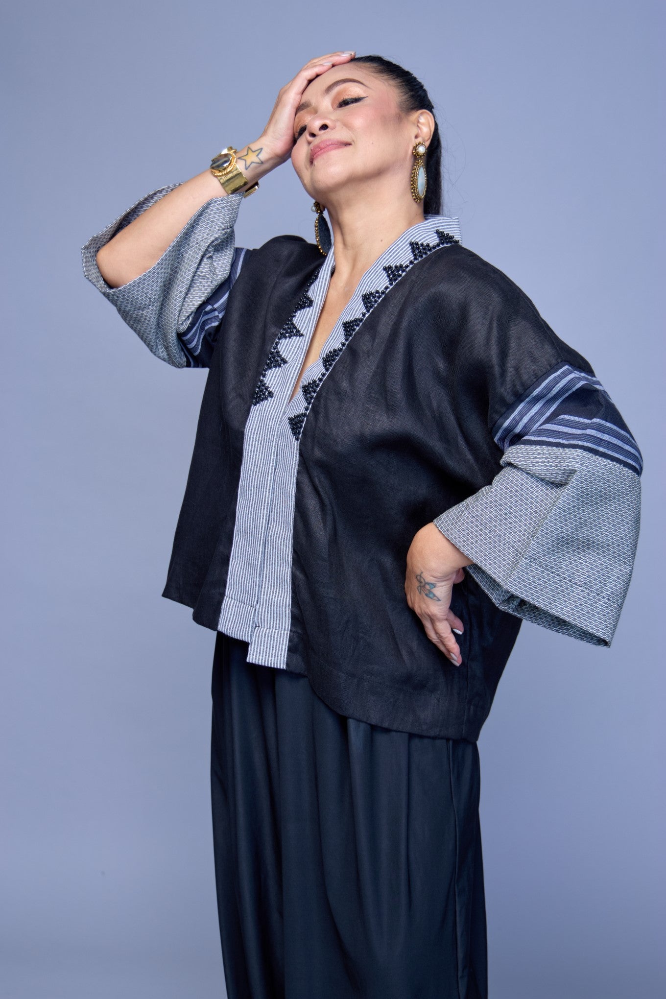 Gabing Mapayapa Cover up in Pure Linen with Kantarines Weave
