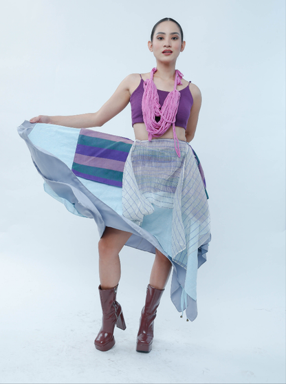 Freestyle Skirt with Kantarines and Purple Stripe Pina