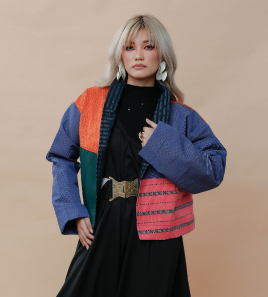 Rockstar Jacket in Pink Orange Kalinga Weaves