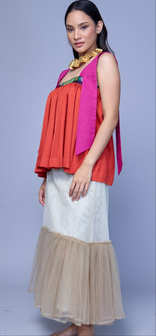 Kalinga Top in Orange Fuchsia with Inaul Weave