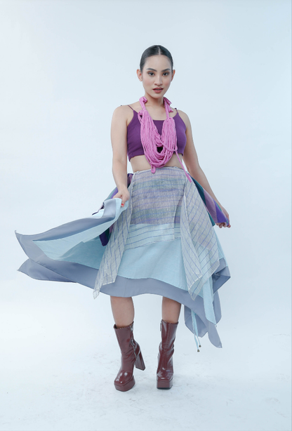 Freestyle Skirt with Kantarines and Purple Stripe Pina
