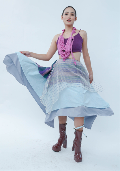 Freestyle Skirt with Kantarines and Purple Stripe Pina