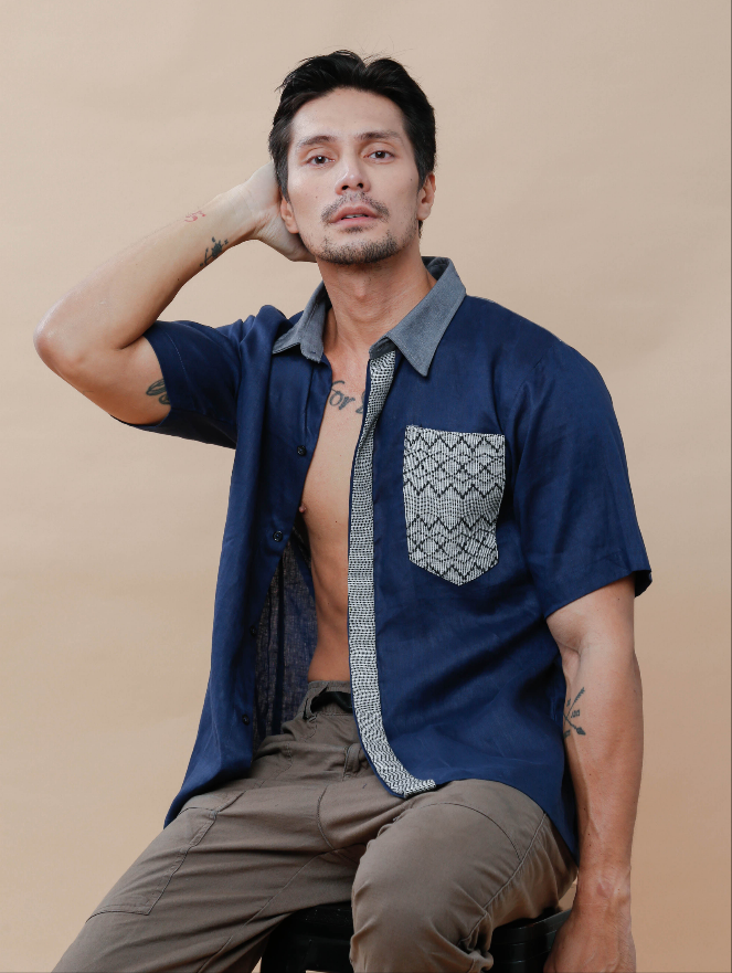 Maabilidad Men's Polo in Blue Linen