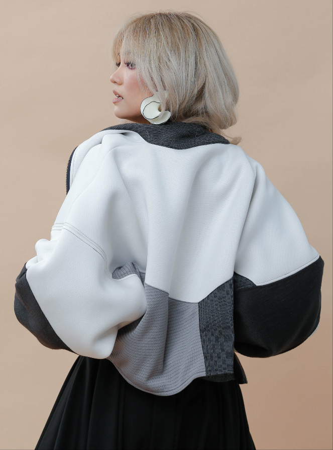 Malinaw na Usapan Bomber Jacket in Black and White