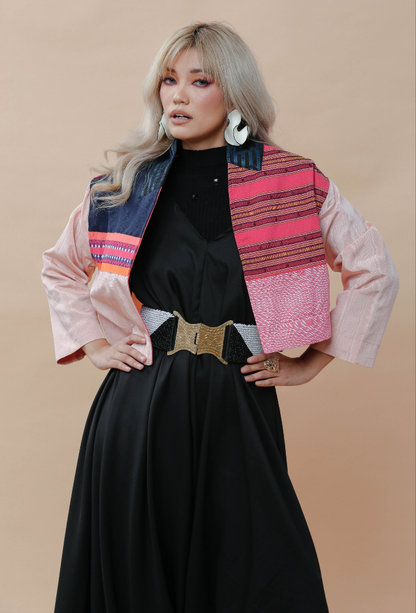 Rockstar Jacket in Pink Kalinga Weave of Cordillera