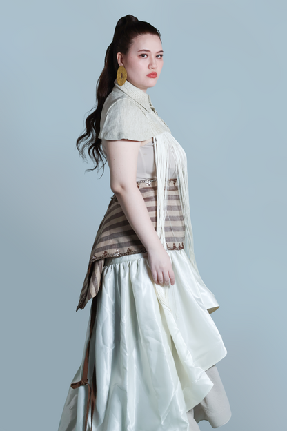 NAG-IISA KANG BIDA, CREAM FRINGE TOP WITH PIÑA