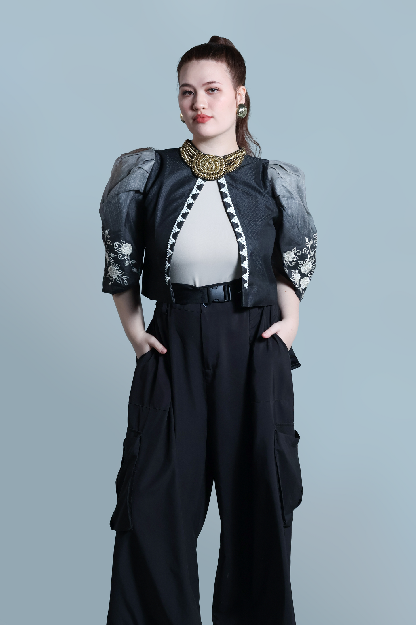 BLUSANG ITIM  BARONG WITH LUMBAN EMBROIDERY