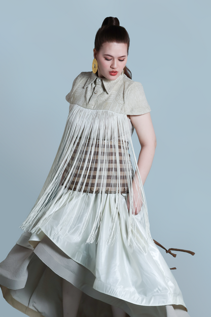 NAG-IISA KANG BIDA, CREAM FRINGE TOP WITH PIÑA