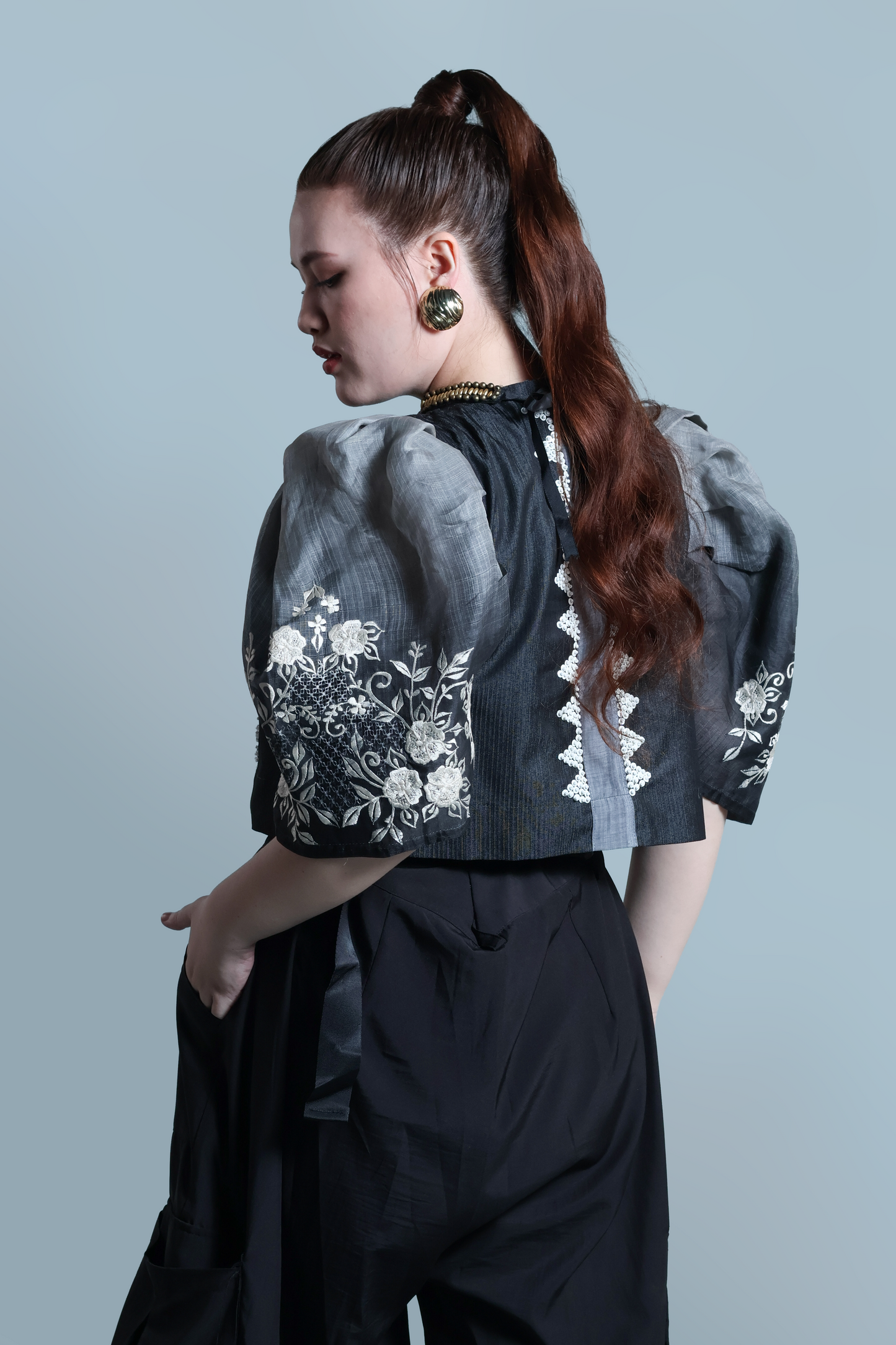 BLUSANG ITIM  BARONG WITH LUMBAN EMBROIDERY