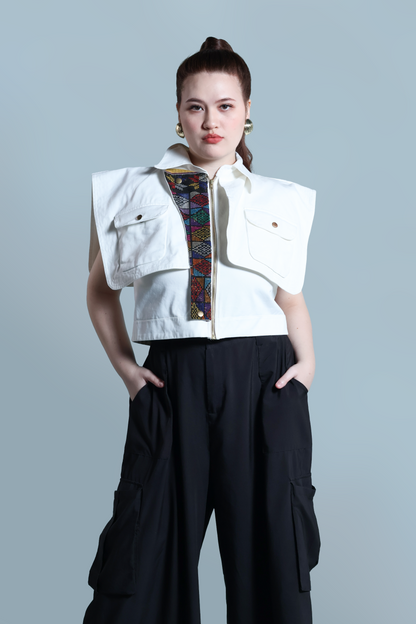 LAGING HANDA JACKET IN WHITE DENIM