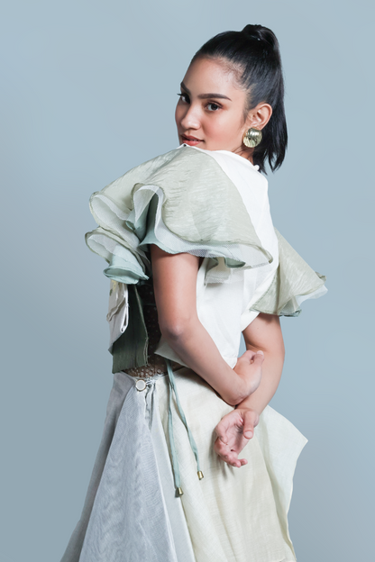 KALIKASAN BIB IN YELLOW FLORAL SUKSUK BARONG WITH MALANDI SLEEVES