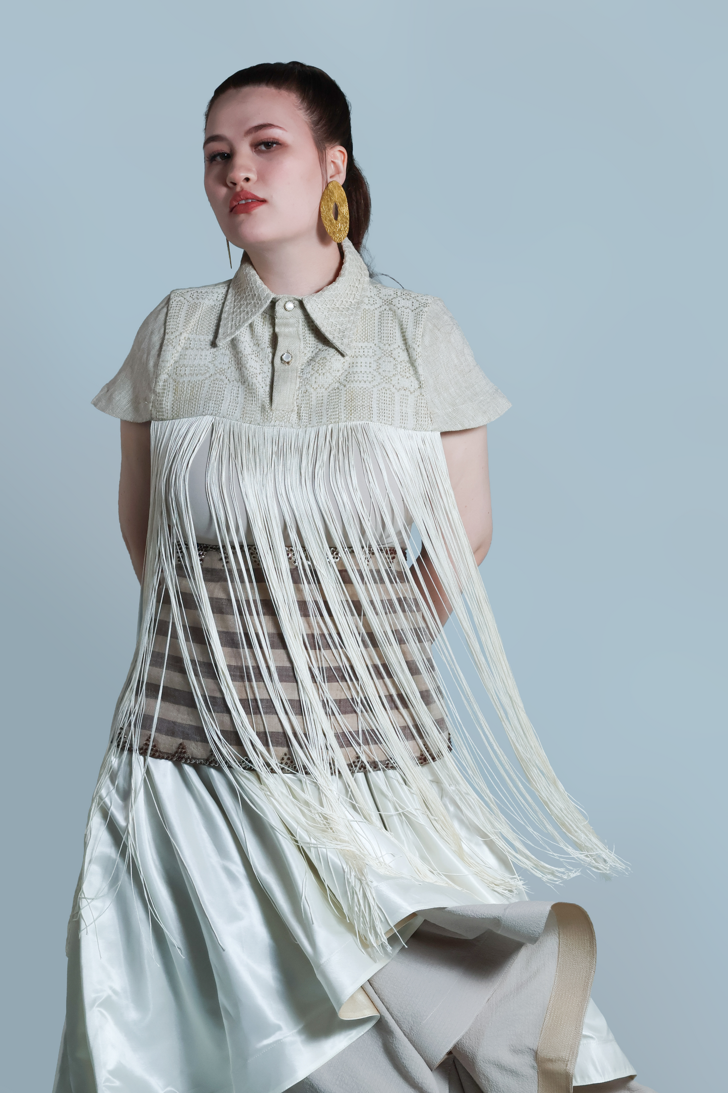 NAG-IISA KANG BIDA, CREAM FRINGE TOP WITH PIÑA