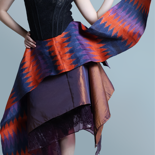 KABOGERA WRAP SKIRT IN  ORANGE, BLUE AND PURPLE TNALAK
