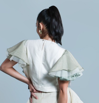 KALIKASAN BIB IN YELLOW FLORAL SUKSUK BARONG WITH MALANDI SLEEVES