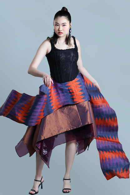KABOGERA WRAP SKIRT IN  ORANGE, BLUE AND PURPLE TNALAK