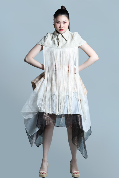 NAG-IISA KANG BIDA, CREAM FRINGE TOP WITH PIÑA