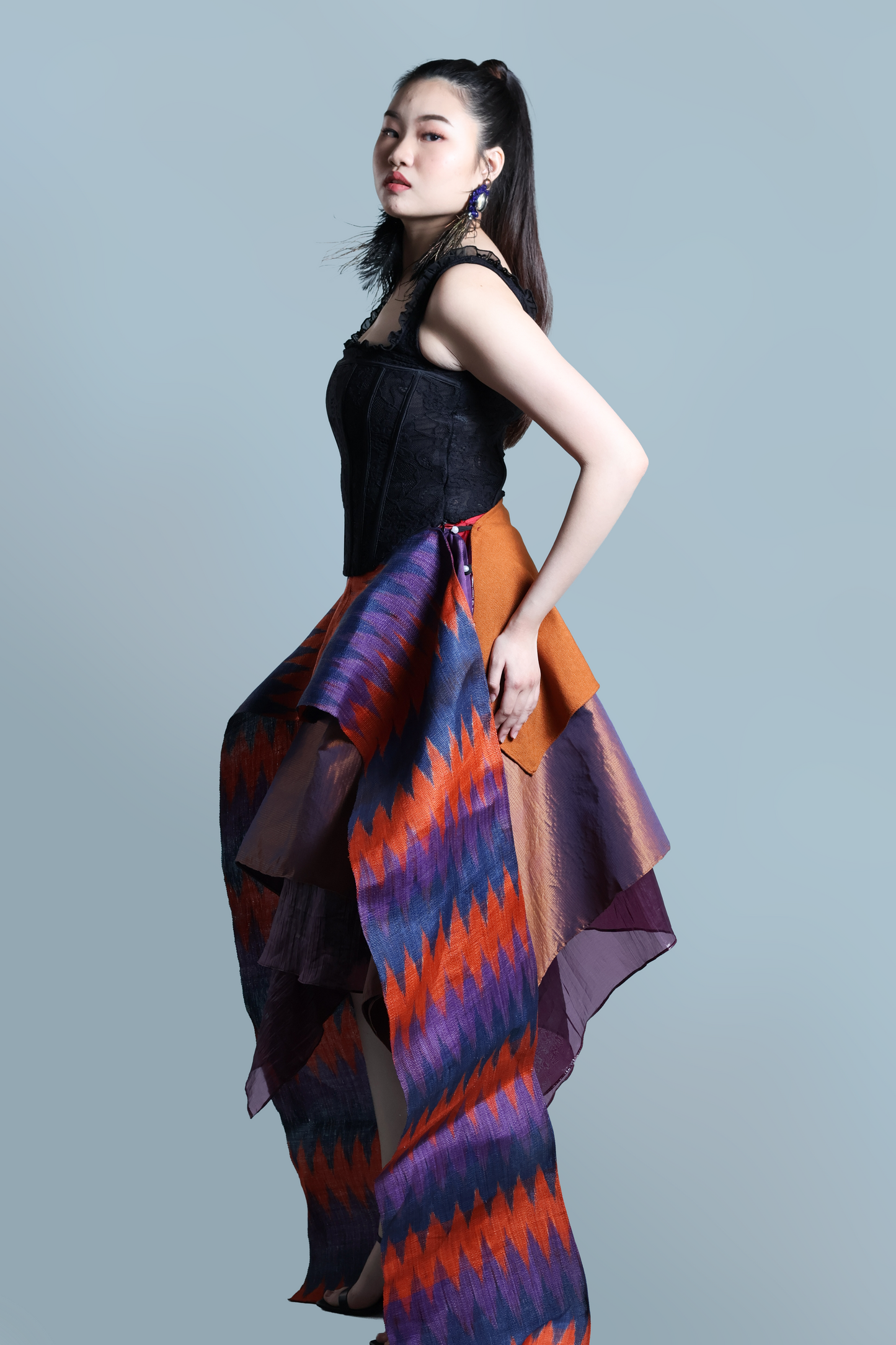 KABOGERA WRAP SKIRT IN  ORANGE, BLUE AND PURPLE TNALAK