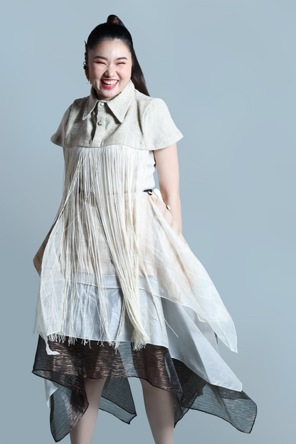 NAG-IISA KANG BIDA, CREAM FRINGE TOP WITH PIÑA