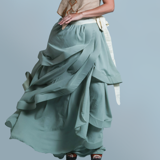 MALANDI WRAP SKIRT IN SAGE GREEN