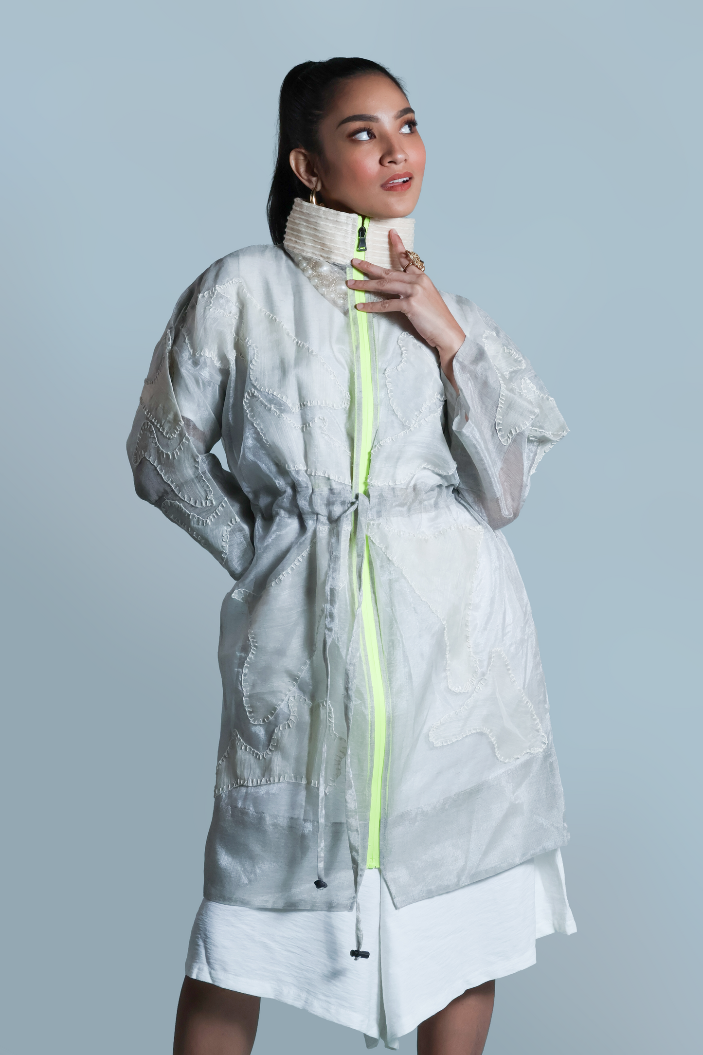 KITA KALULUWA SEE THROUGH JACKET WITH PIÑA PATCHES
