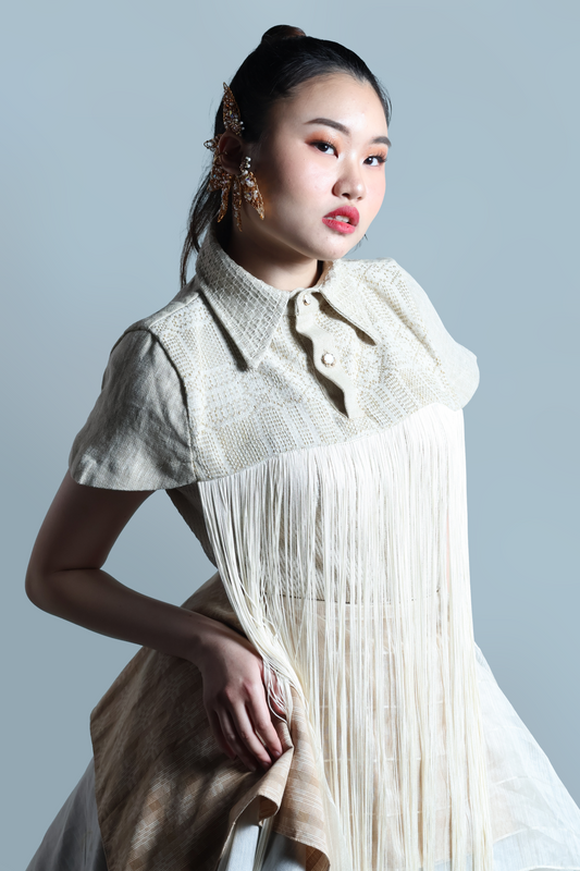 NAG-IISA KANG BIDA, CREAM FRINGE TOP WITH PIÑA